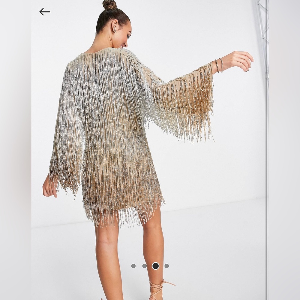 ASOS Silver Fringe Mini Dress - Picture 3 of 3